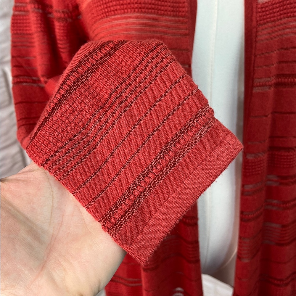 41 HAWTHORN CARDIGAN RUST COLOR LIGHTWEIGHT KNIT WITH SHEER STRIPES SZ MED NWT - Picture 4 of 13